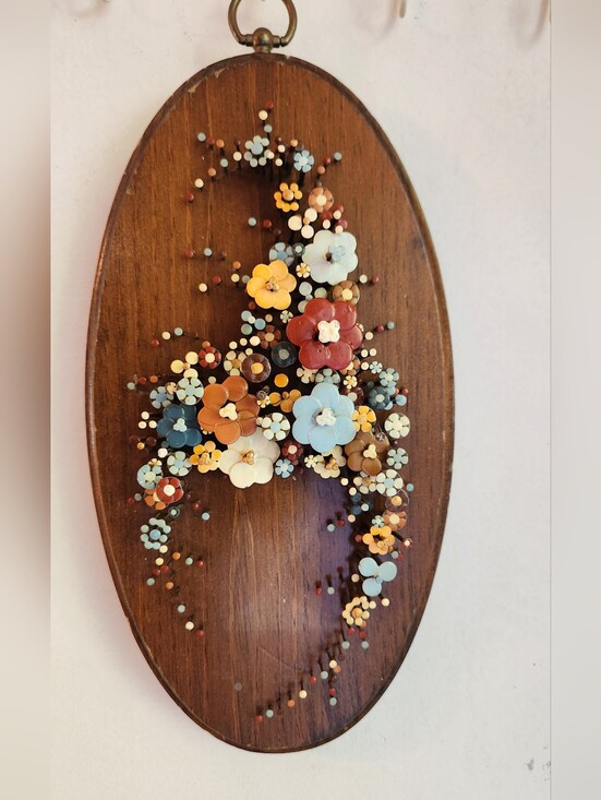 Handmade Other - 3D Art Vintage Flower Wood Plaque Nail Pop Wall Decor